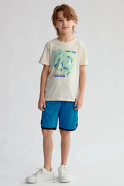 Bermuda Niño Print Azul Petroleo