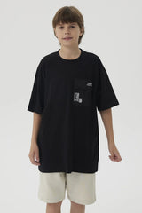 Polera Niño Con Bolsillo Negro