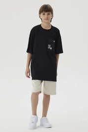 Polera Niño Con Bolsillo Negro