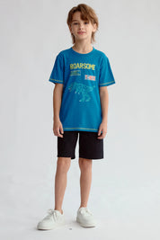 Polera Niño Puff Print Azul