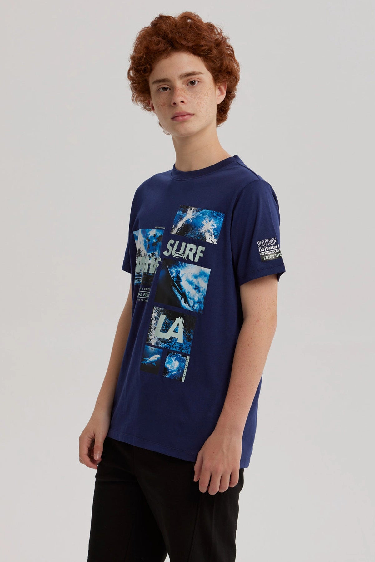 Polera Niño Print Posicional Azul Oscuro