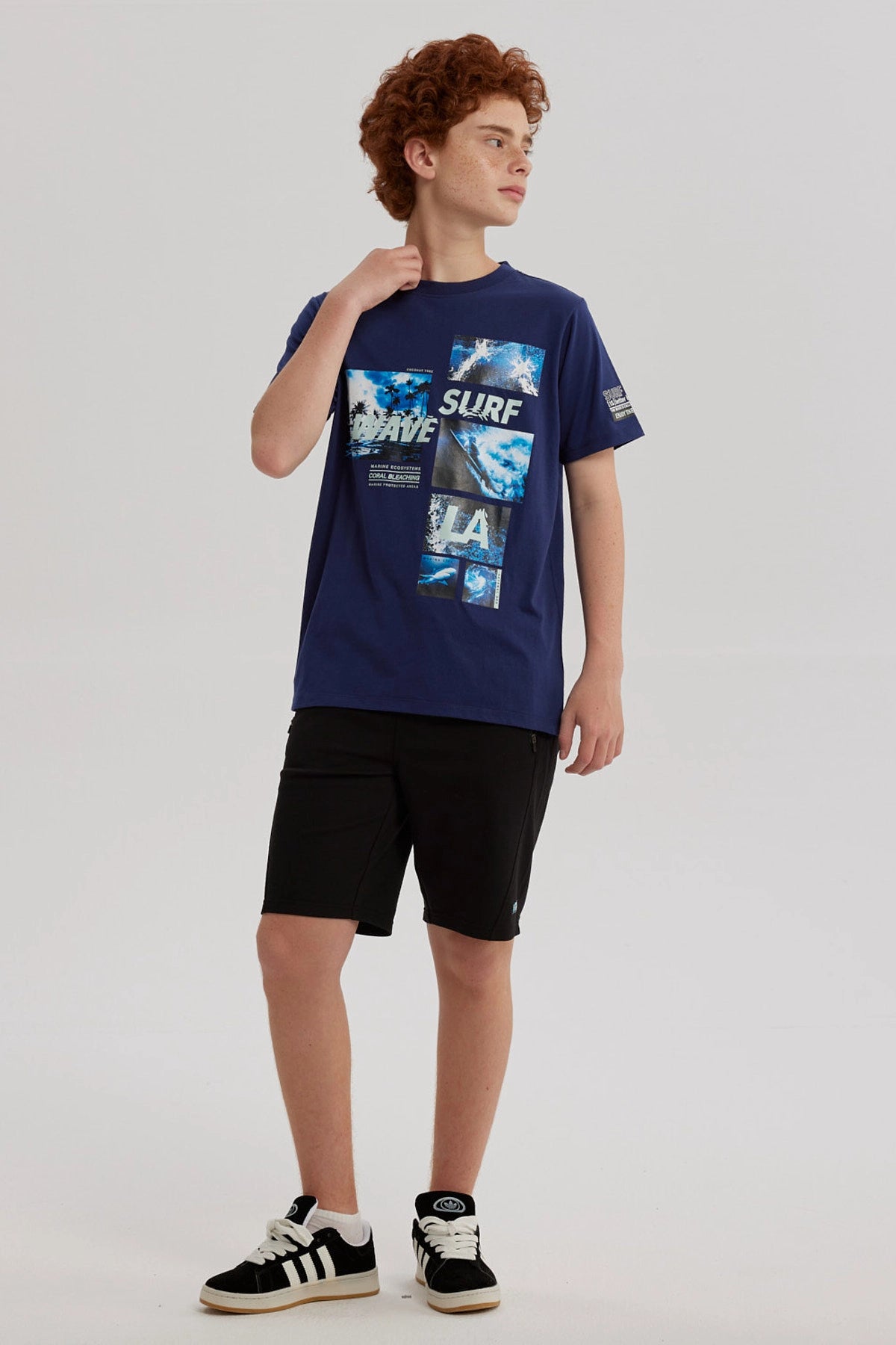 Polera Niño Print Posicional Azul Oscuro