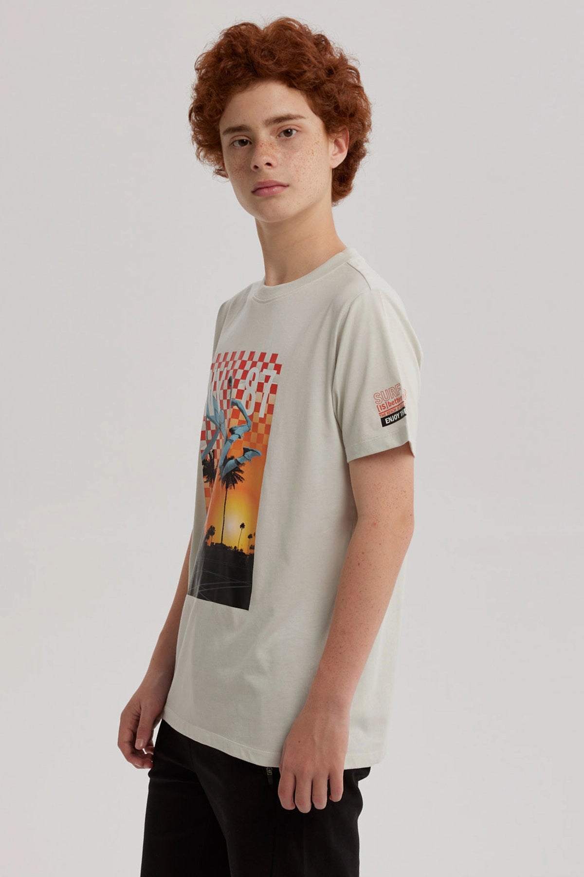 Polera Niño Print Posicional Gris