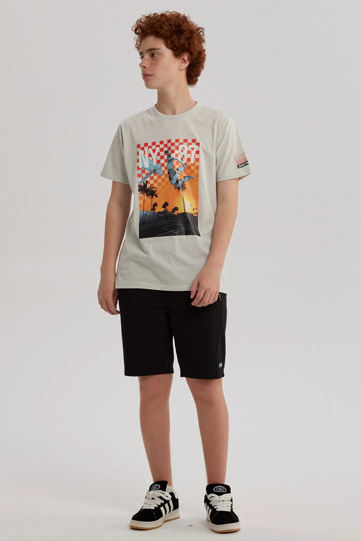 Polera Niño Print Posicional Gris