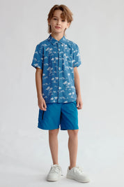 Camisa Niño Guayabera Azul