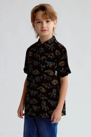 Camisa Niño Guayabera Negro
