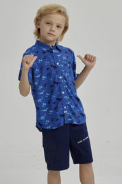 Camisa Niño Full Print Azul