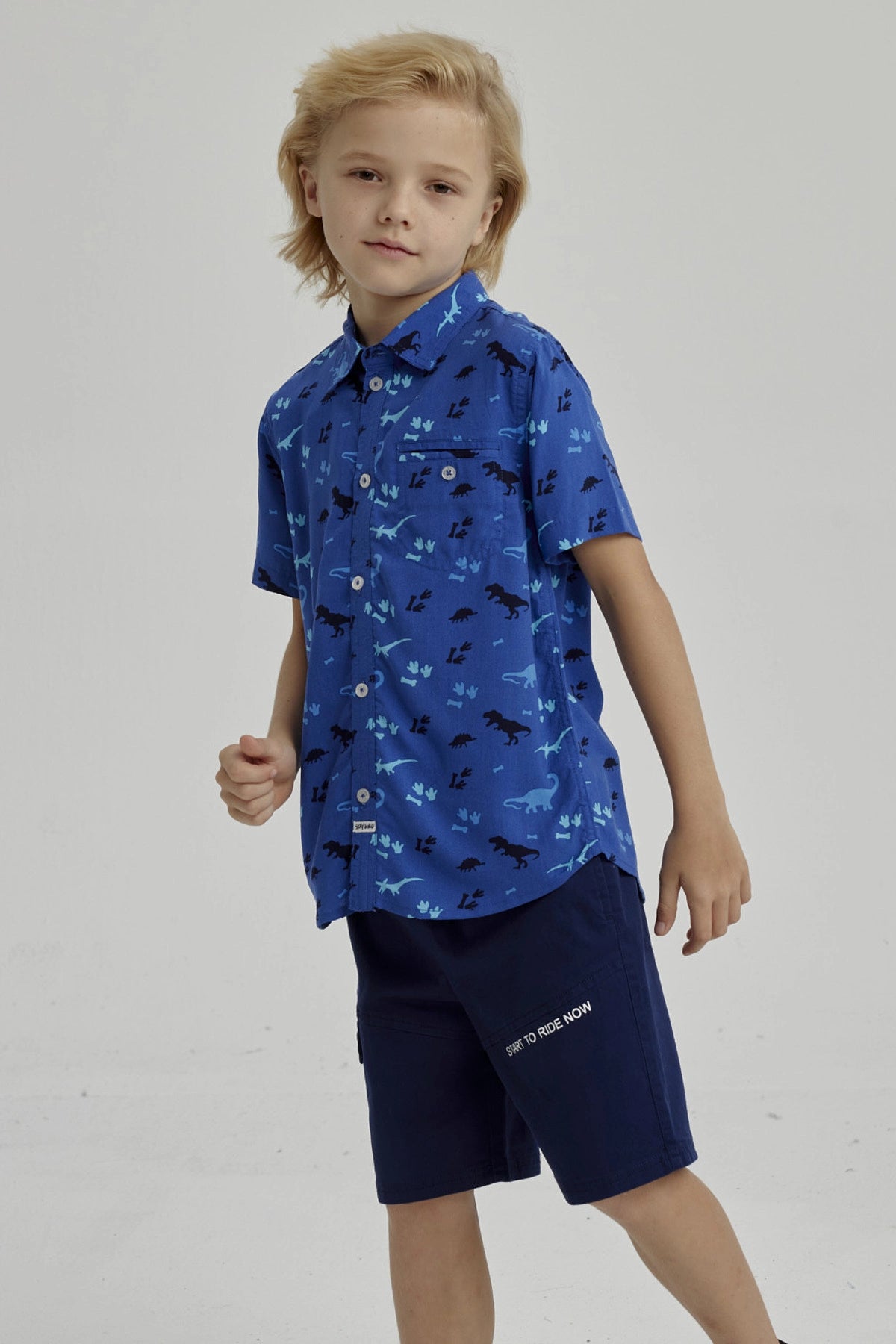 Camisa Niño Full Print Azul