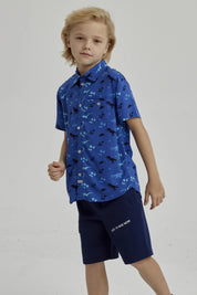 Camisa Niño Full Print Azul
