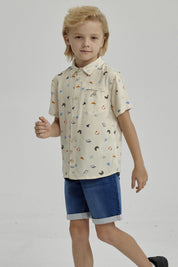 Camisa Niño Full Print Crudo
