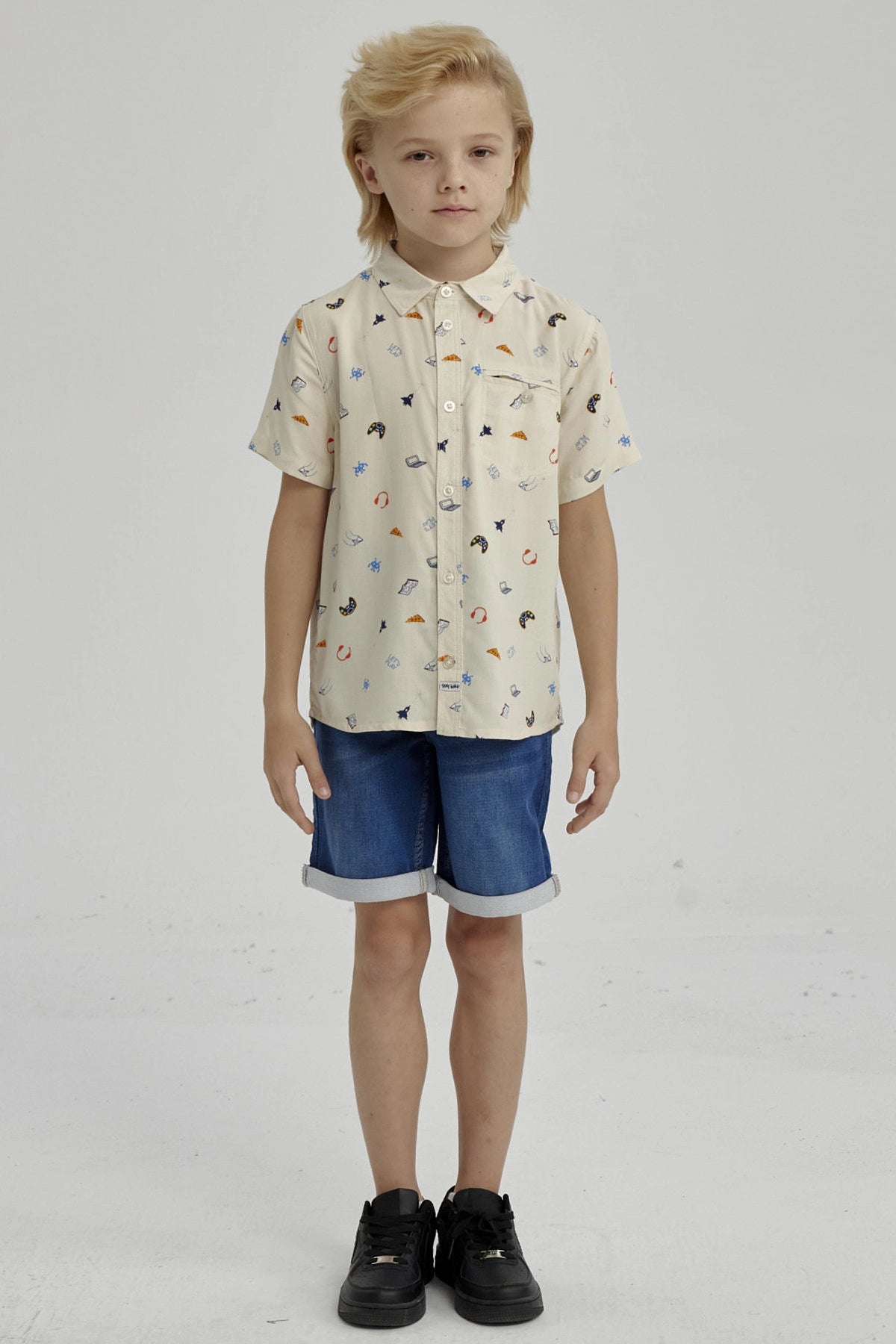 Camisa Niño Full Print Crudo