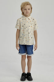 Camisa Niño Full Print Crudo