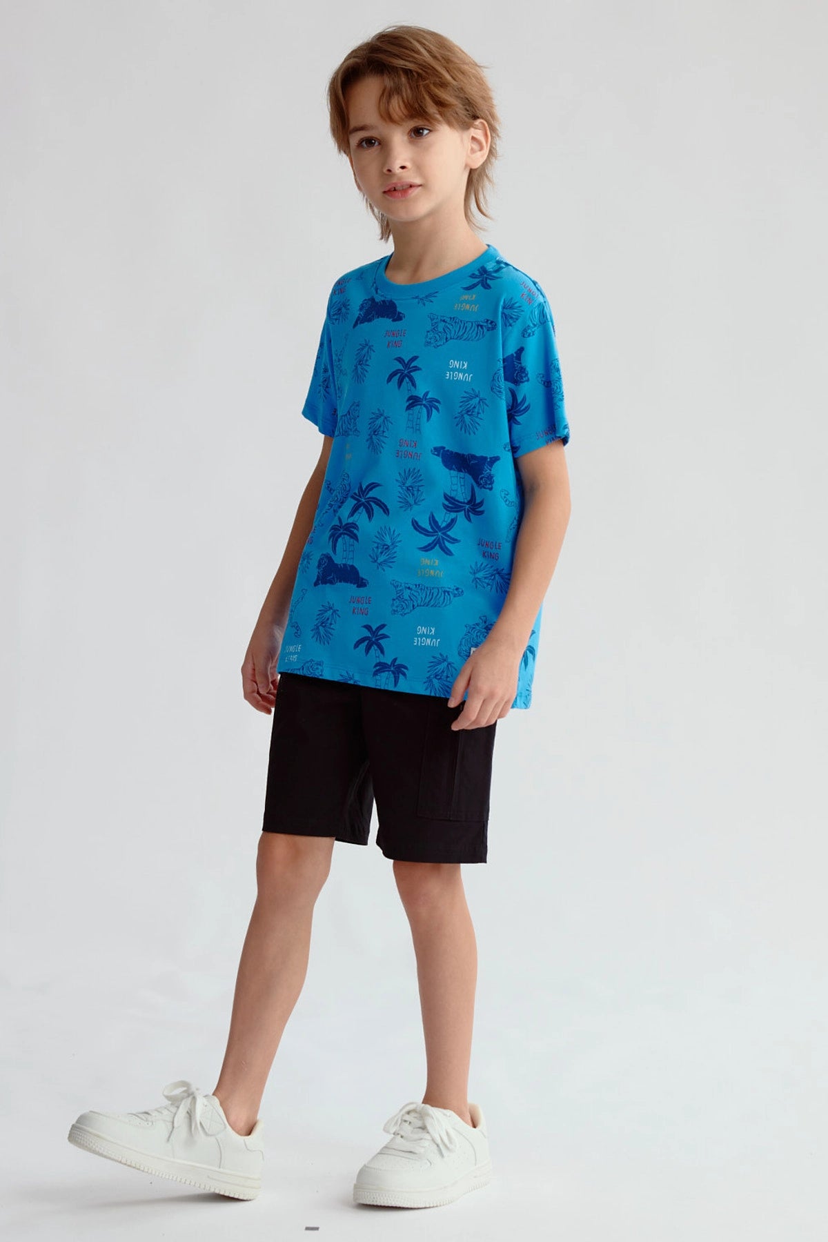 Polera Niño Full Print Azul Claro