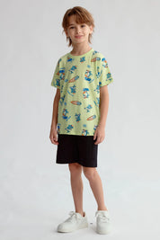 Polera Niño Full Print Verde Claro