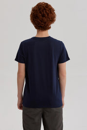 Polera Niño Básica Estampada Azul Oscuro