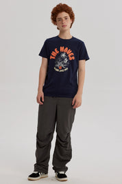 Polera Niño Básica Estampada Azul Oscuro