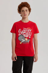 Polera Niño Básica Estampada Rojo