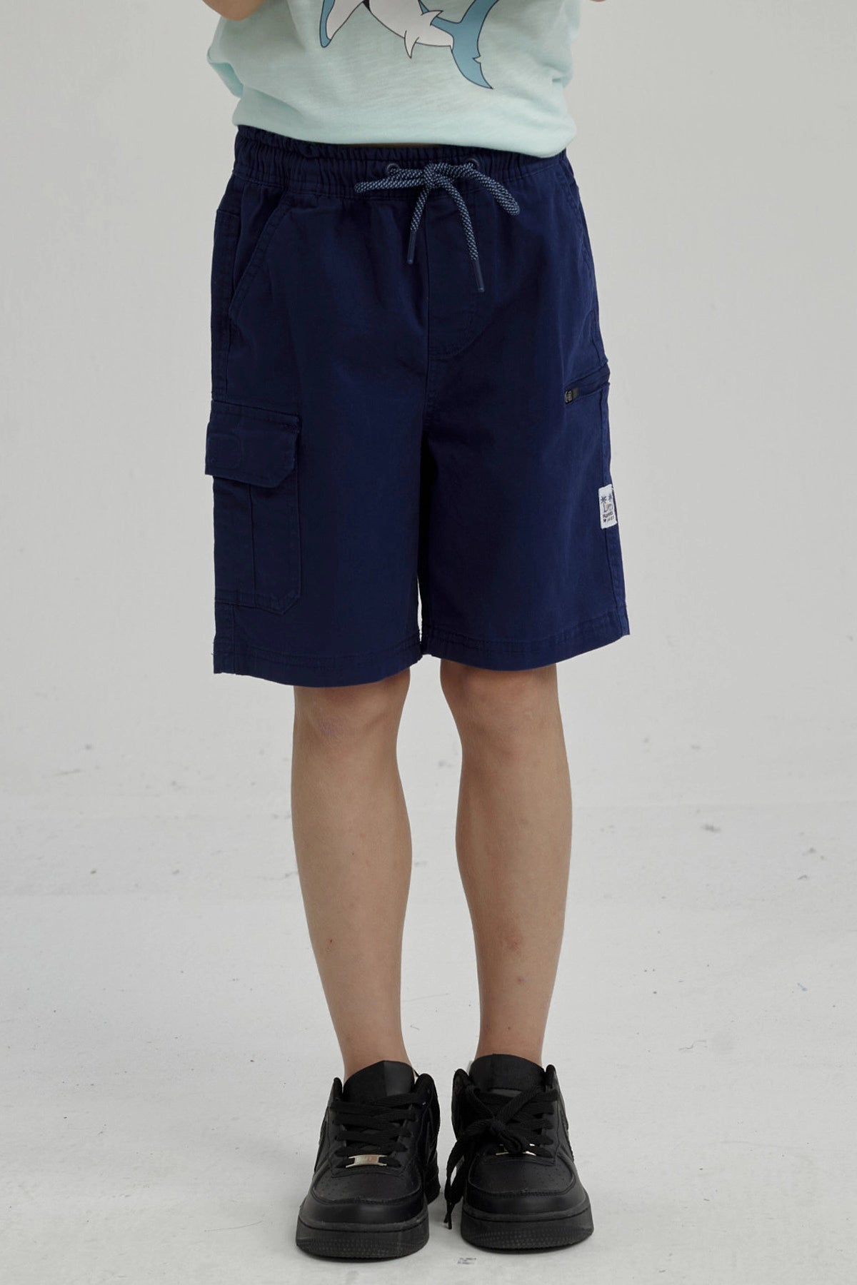 Bermuda Niño Cargo Gabardina Azul