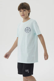 Polera Niño Mini Print Posicional Aqua