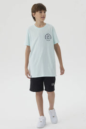 Polera Niño Mini Print Posicional Aqua