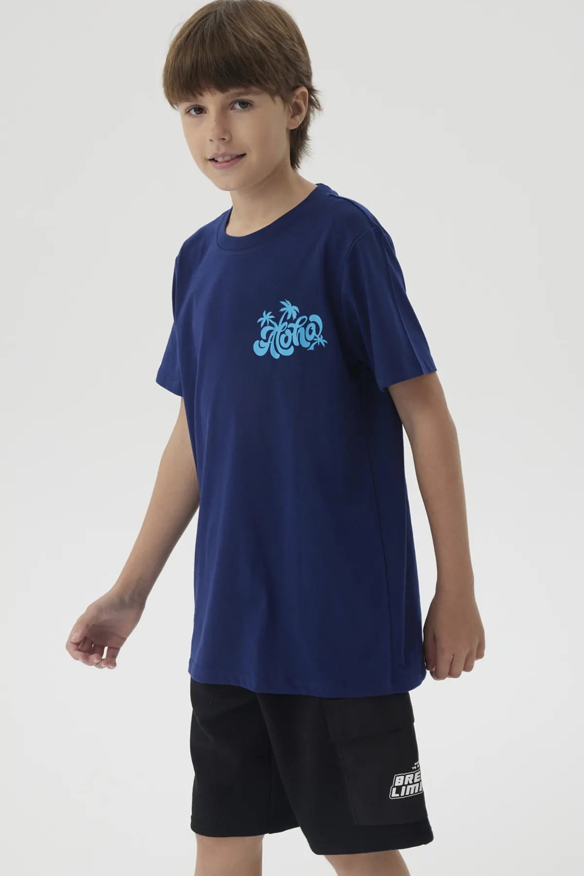 Polera Niño Mini Print Posicional Azul Oscuro