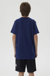 Polera Niño Mini Print Posicional Azul Oscuro