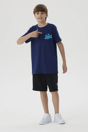 Polera Niño Mini Print Posicional Azul Oscuro