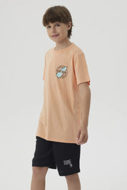 Polera Niño Mini Print Posicional Coral