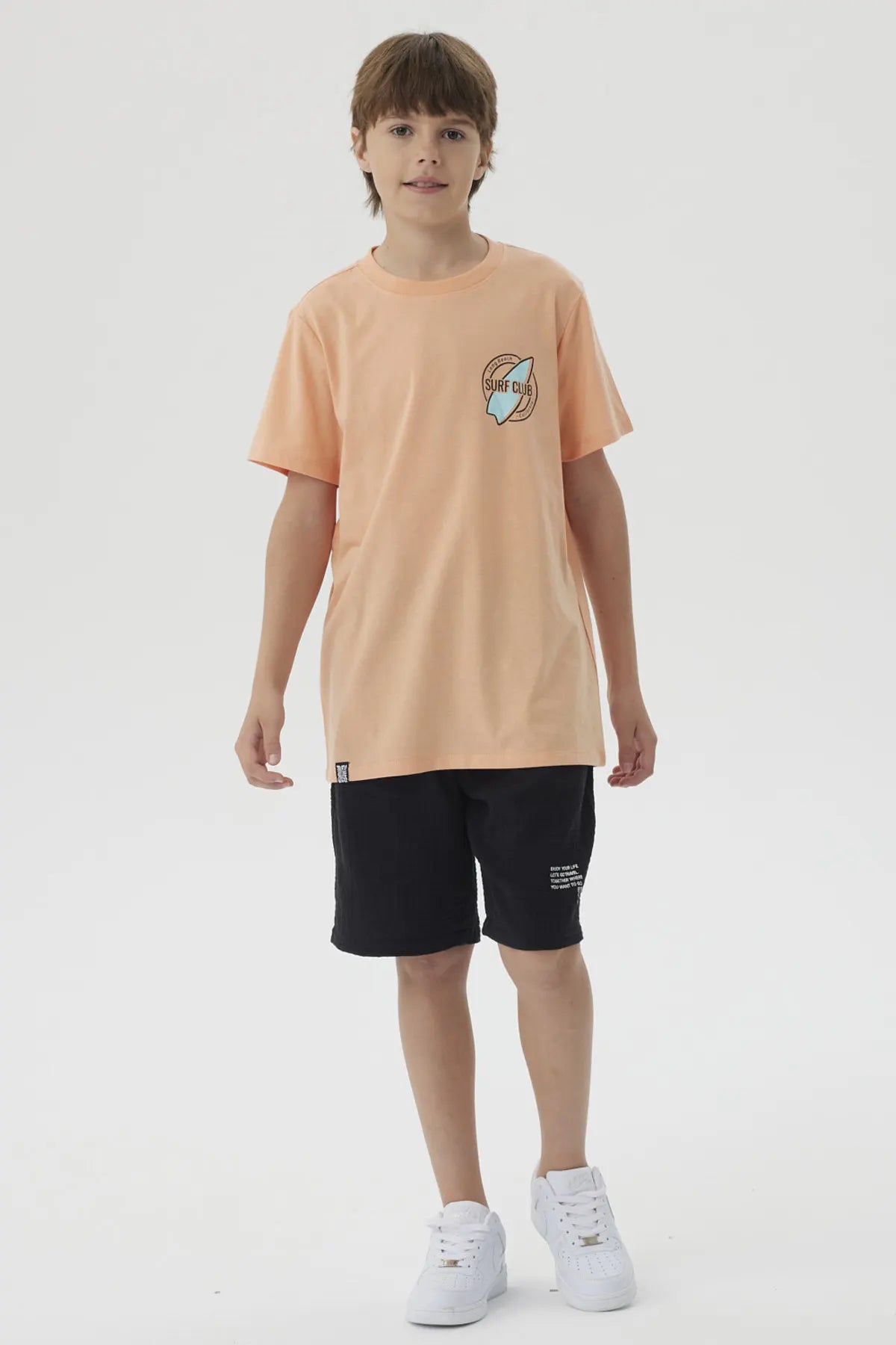 Polera Niño Mini Print Posicional Coral