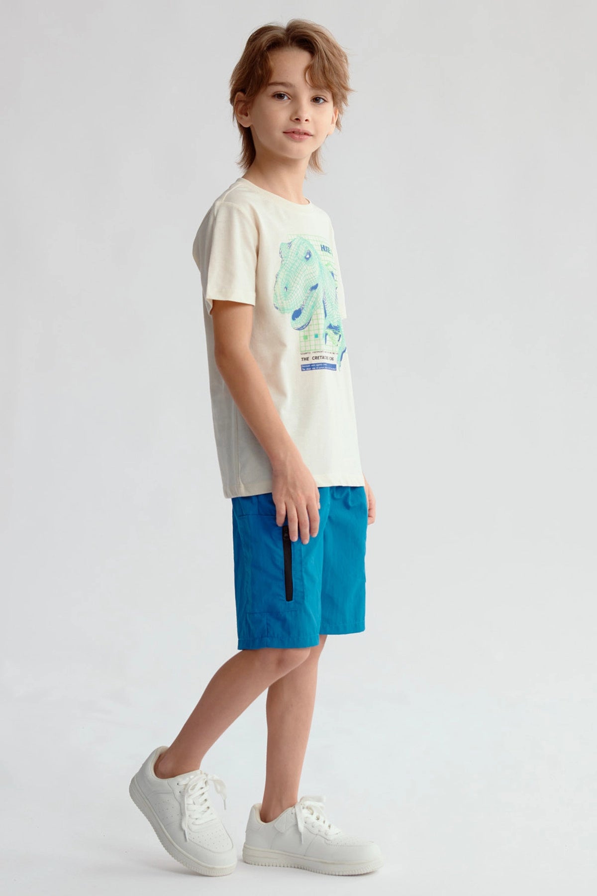 Bermuda Niño Cargo Nylon Azul Petroleo