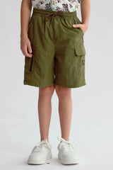 Bermuda Niño Cargo Nylon Verde Militar