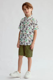 Bermuda Niño Cargo Nylon Verde Militar