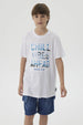 Polera Niño Estampado Playero Blanco