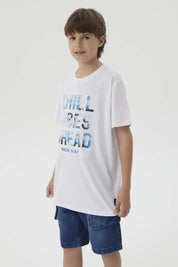 Polera Niño Estampado Playero Blanco