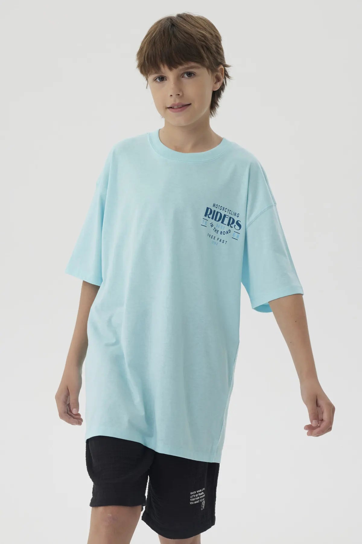 Polera Niño Print Posicional Aqua