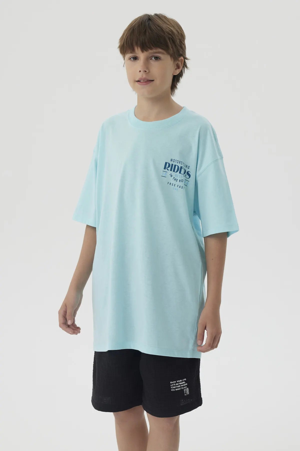 Polera Niño Print Posicional Aqua