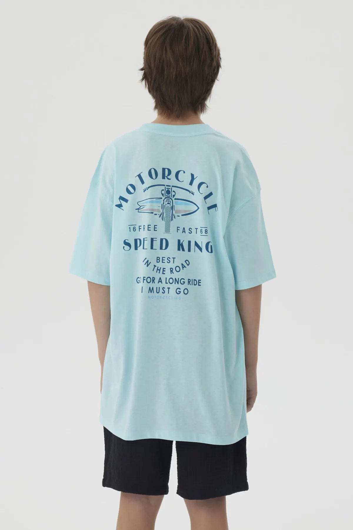 Polera Niño Print Posicional Aqua