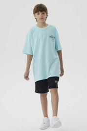Polera Niño Print Posicional Aqua