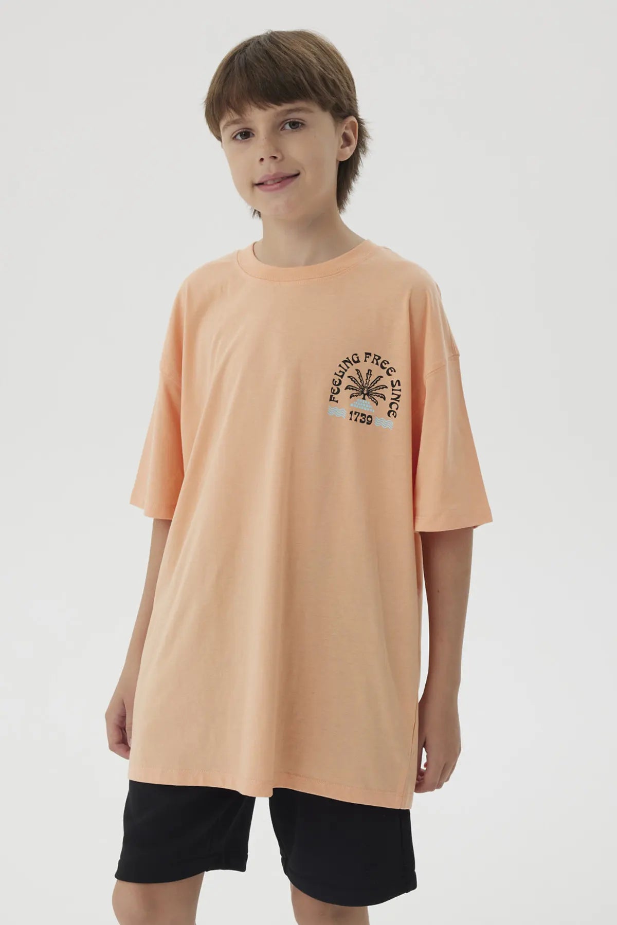 Polera Niño Print Posicional Coral