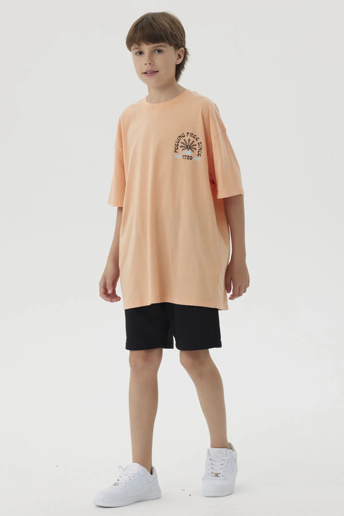 Polera Niño Print Posicional Coral