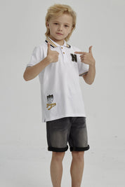 Polera Niño Piqué Con Parche Crudo