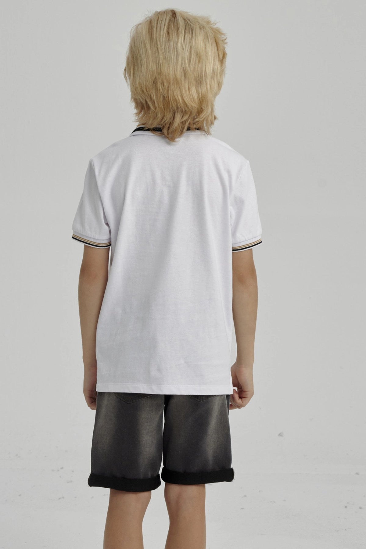 Polera Niño Piqué Con Parche Crudo