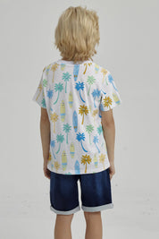 Polera Niño Mini Print Posicional Blanco