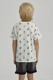 Polera Niño Mini Print Posicional Crudo