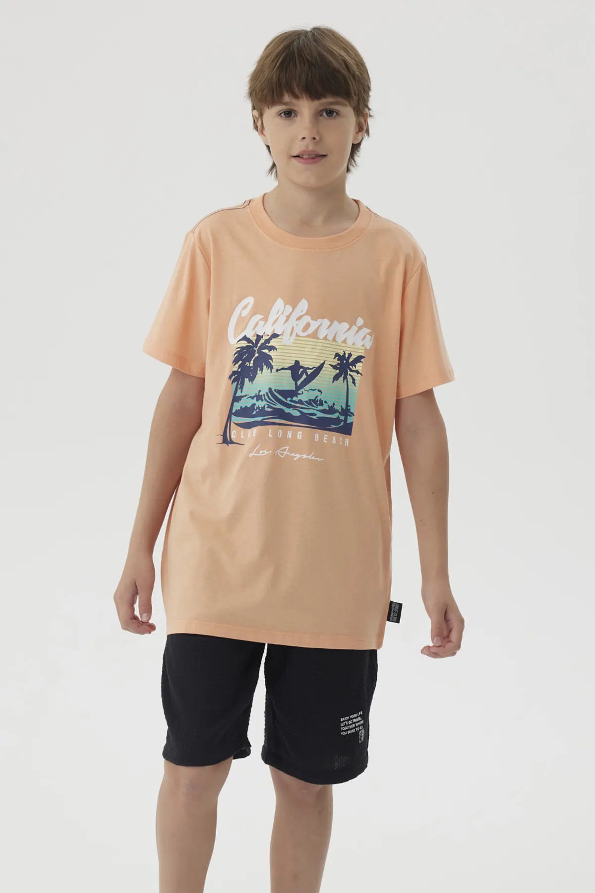 Polera Niño Print Posicional Coral