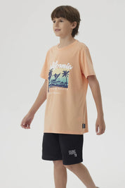 Polera Niño Print Posicional Coral