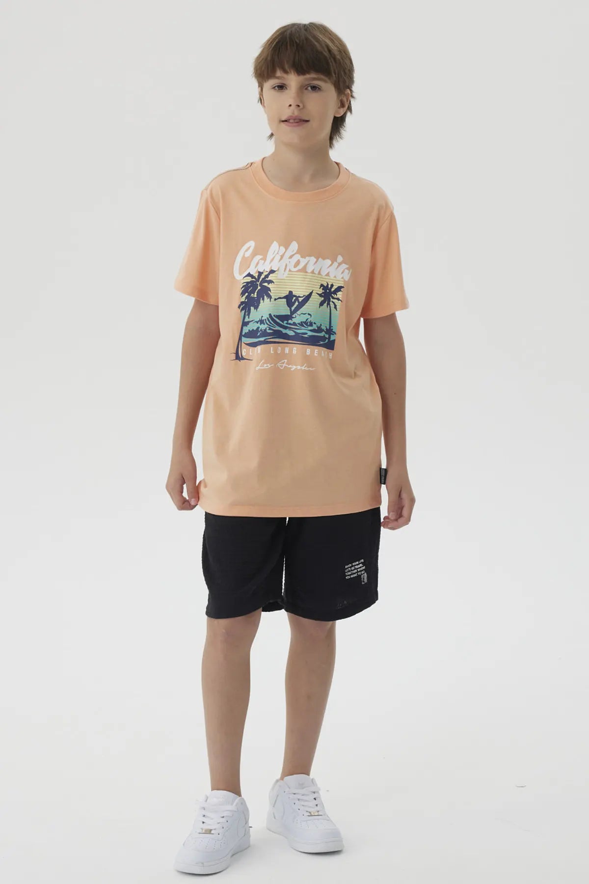 Polera Niño Print Posicional Coral