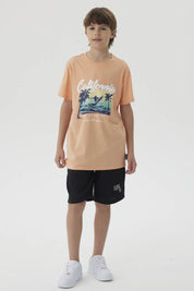 Polera Niño Print Posicional Coral