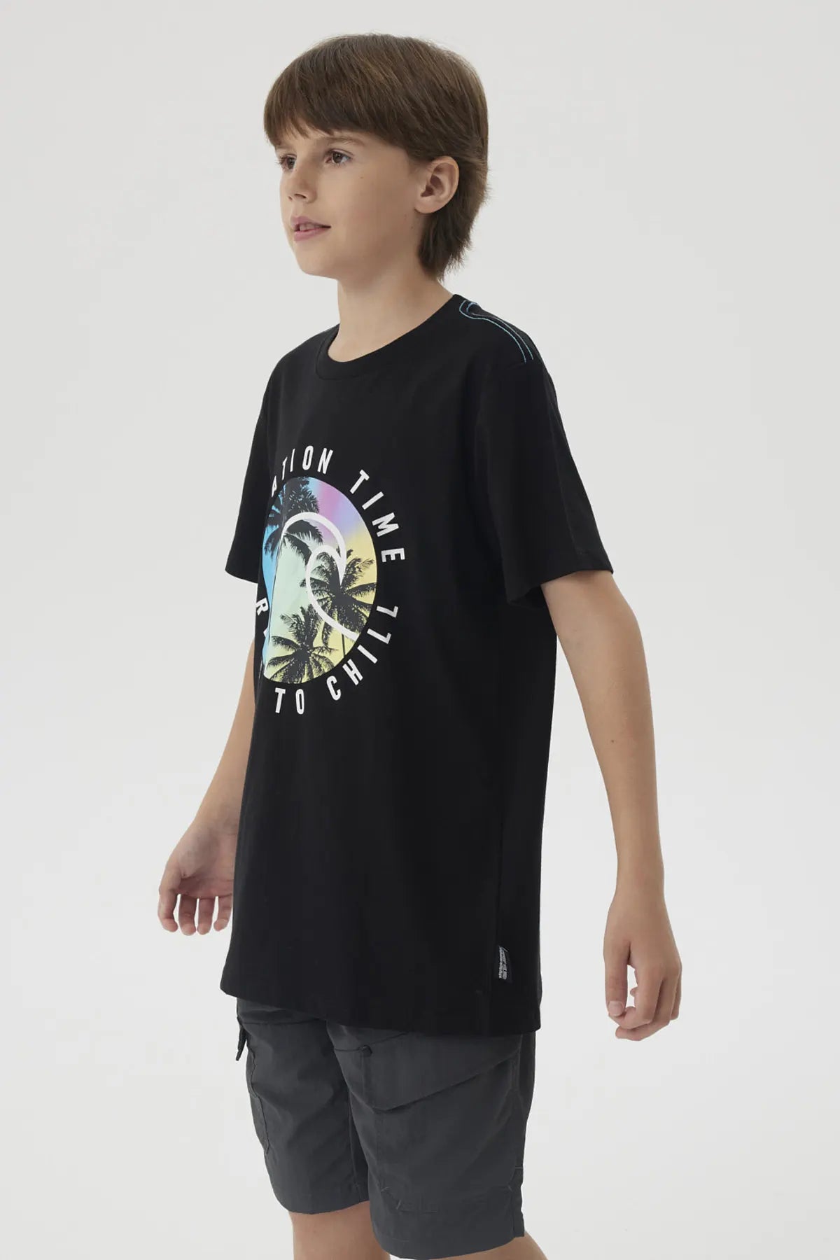 Polera Niño Print Posicional Negro