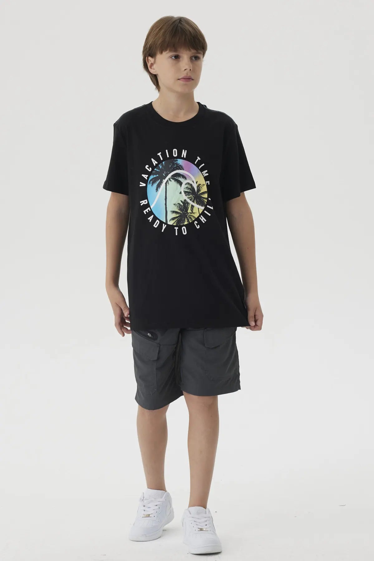 Polera Niño Print Posicional Negro